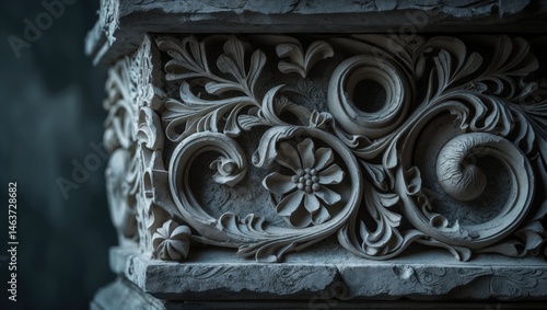 Old-world textured ornament for interior decor