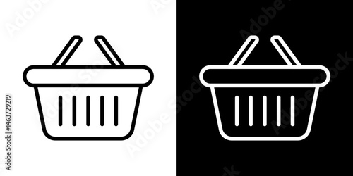 Shopping basket icon set in line.