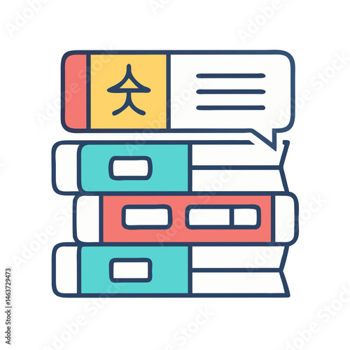 Stack of Language Books Icon Representing Multilingual Learning and Education