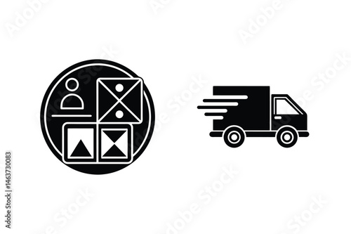 Business and delivery icon vector illustration concept for online commerce and logistics