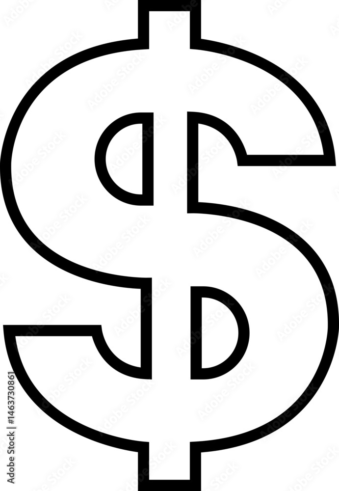 Dollar icon in black line style. Symbolizing currency and finance. Ideal for representing financial transaction and economic discussion. Payment vector illustration isolated on transparent background. Dollar icon in black line style. Symbolizing currency and finance. Ideal for representing financial transaction and economic discussion. Payment vector illustration isolated on transparent background.