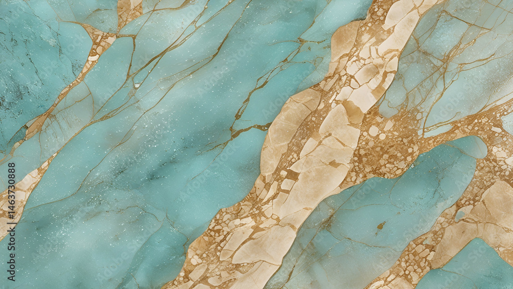 Fototapeta premium Elegant turquoise onyx stone with beige accents, ideal for various decorative and architectural uses