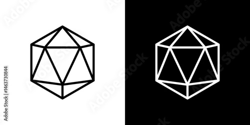 Dice d20 icon set in line.