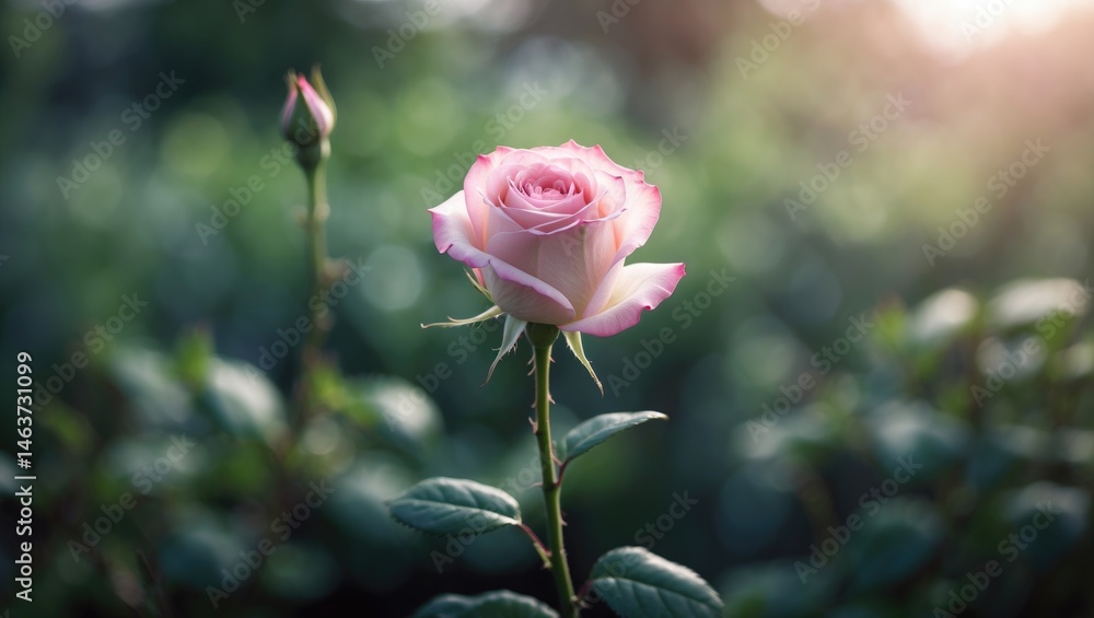Obraz premium Pink rose bud in bloom