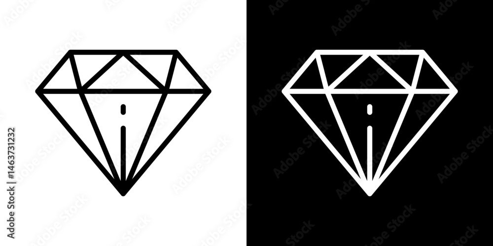 Diamond icon set in line. Diamond icon set in line.