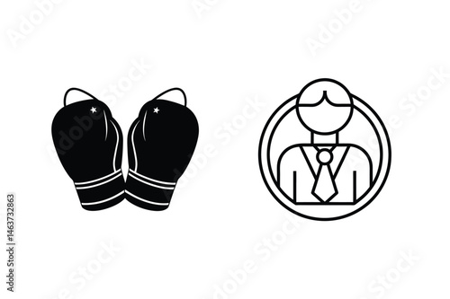 Boxing gloves representing confrontation in the workplace depicted with business professional icon