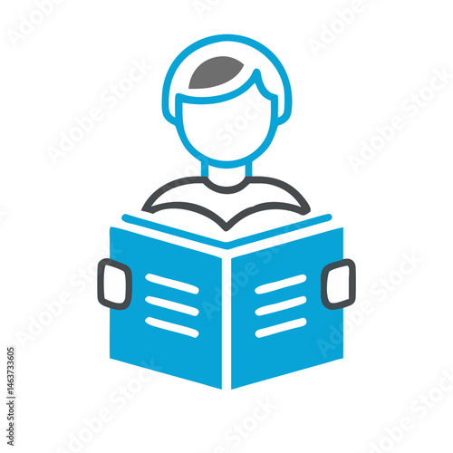Student Reading Icon Representing Independent Language Learning and Study