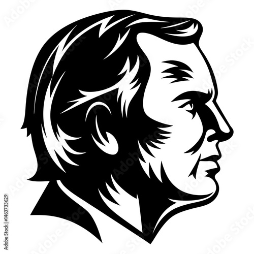 Stylized Black and White Portrait of a Distinguished Man in Profile