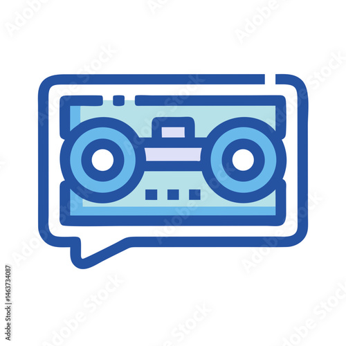 Tape Recorder with Language Bubble Icon Representing Language Learning and Audio Practice