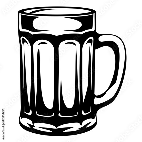 Stylized Black and White Illustration of a Beer Stein with Handle