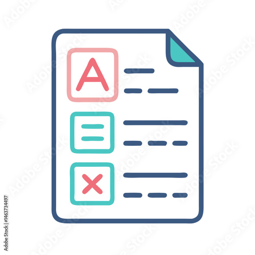 Test Sheet Icon Representing Language Proficiency and Assessment