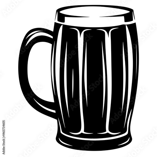 Simple Black and White Illustration of a Beer Mug Vector Graphics
