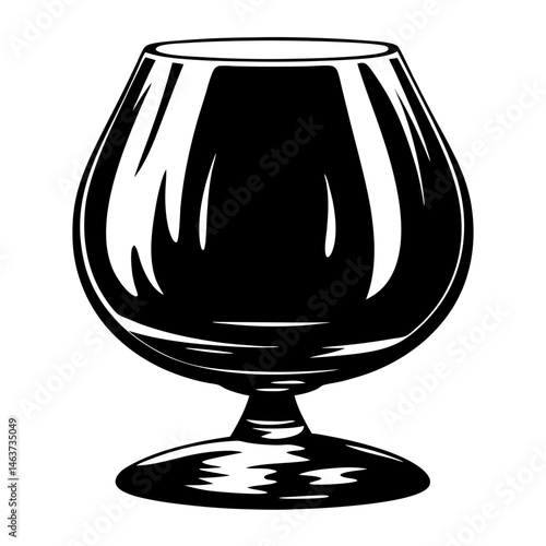 Bold black and white image of a brandy snifter glass art