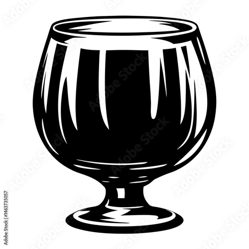 Elegant brandy snifter depicted in a black and white vector drawing