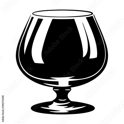 Elegant brandy snifter illustration with bold outlines in a classic silhouette