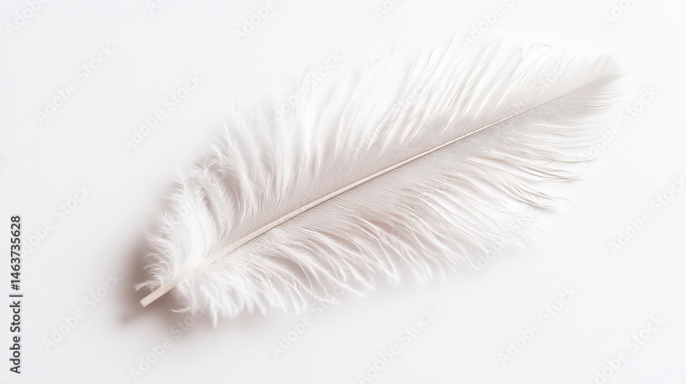 Obraz premium Delicate feather with elegant structure and soft light on a white background