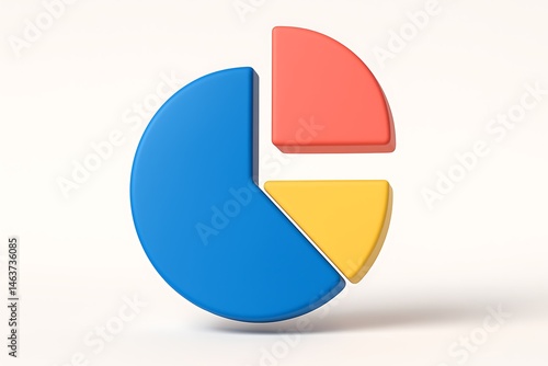 Free Download 3d pie chart with blue red yellow sections modern infographic for financial data analysis business report presentation - GFXLoad