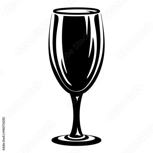 Elegant Black and White Wine Glass Graphic with Graceful Lines