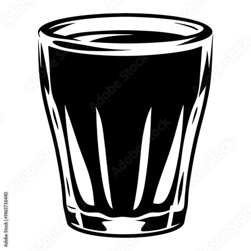 Graphic black and white representation of a glass, tumbler, or container