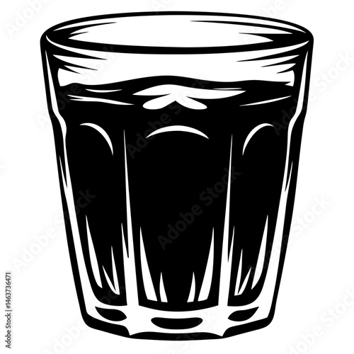 Simple vector illustration of a small glass with an alcoholic or nonalcoholic beverage
