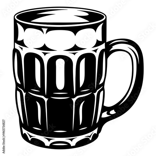 Stylized vector illustration of a beer mug with detailed line work