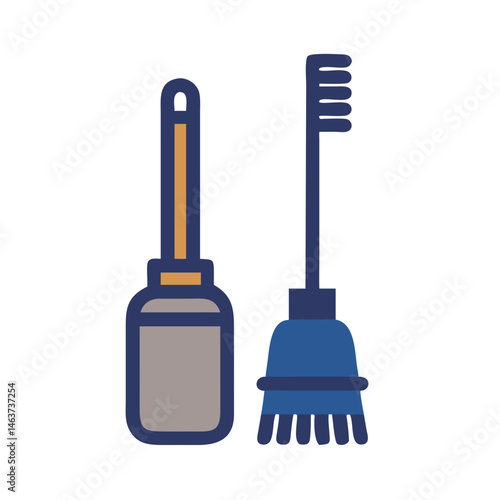 Toilet Cleaner and Brush Icon Representing Sanitary Tool and Bathroom Hygiene