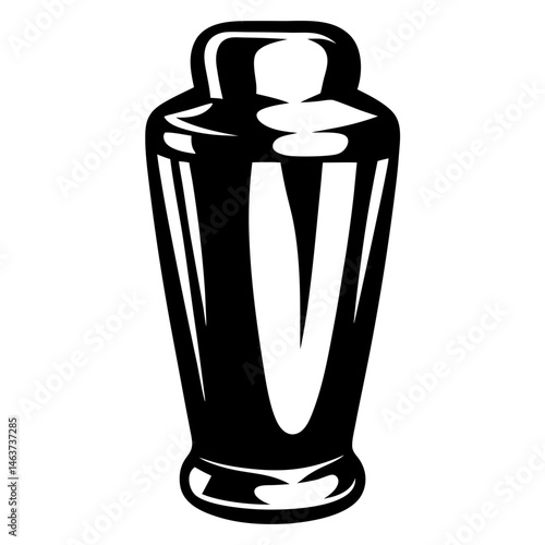 Stylized black and white cocktail shaker drawing for drink preparation