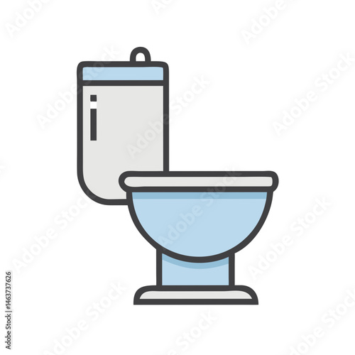 Toilet with Flush Tank Icon Representing Bathroom Fixture and Sanitary Ware