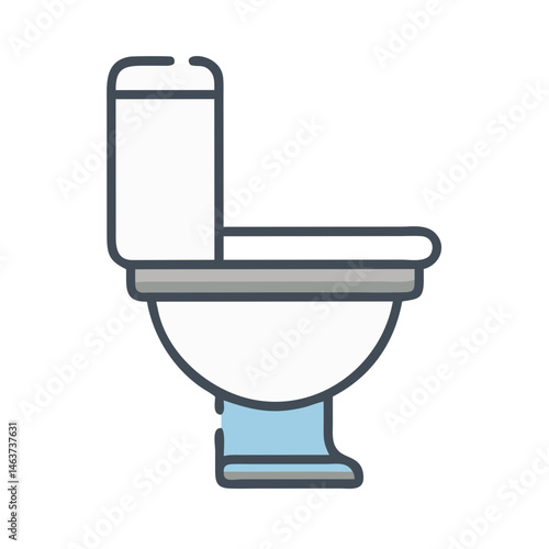 Toilet with Flush Tank Icon Representing Bathroom Fixture and Sanitary Ware