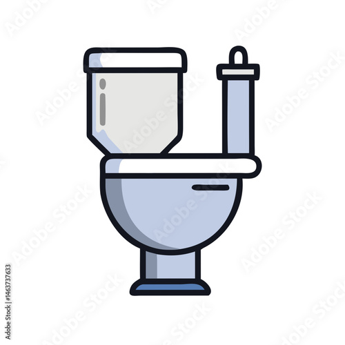 Toilet with Flush Tank Icon Representing Bathroom Fixture and Sanitary Ware