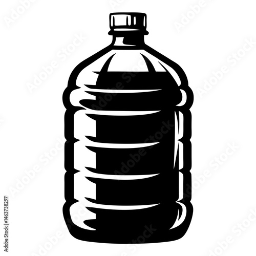 Monochrome vector illustration of a large water bottle for storage and use