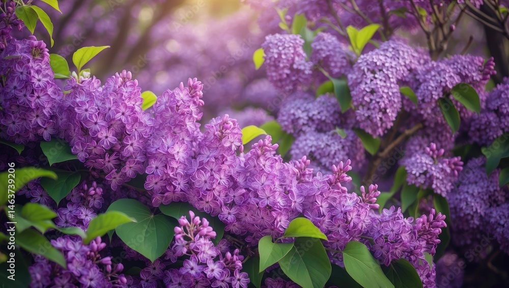 Obraz premium Bright blooms of a lilac shrub during spring