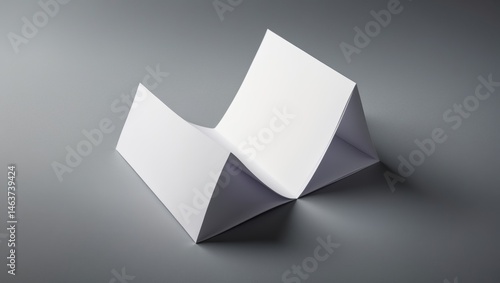 Free Download Empty tri fold brochure template with white pages on grey backdrop - GFXLoad