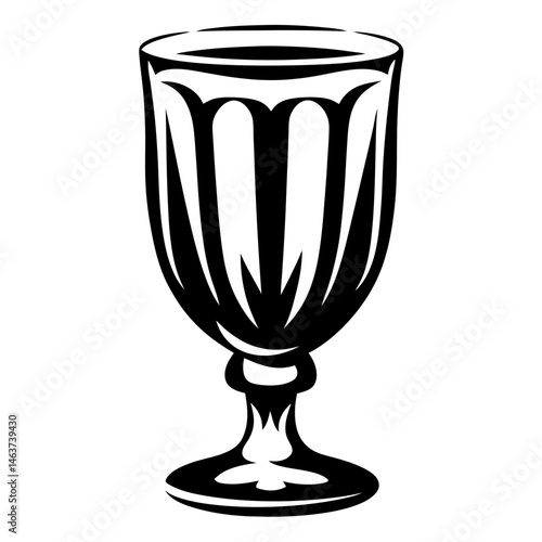 Elegant black and white goblet illustration with intricate details and classic design