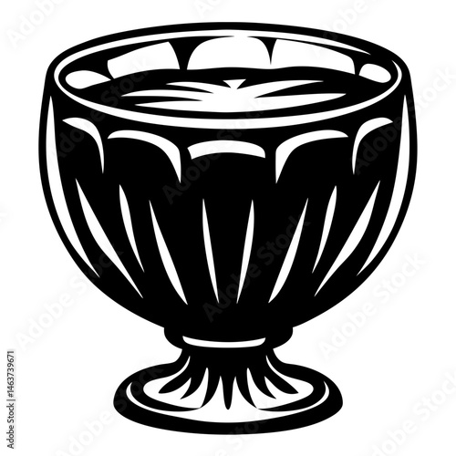 A striking black and white vector image of a classic pedestal bowl