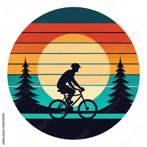 A person on a bike is riding a bicycle in a cycling sport illustration