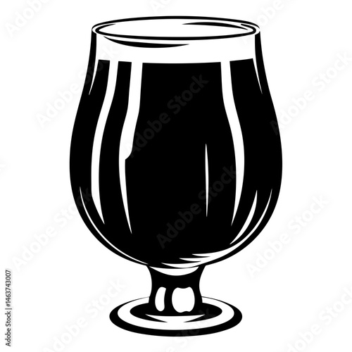 Stylized Black and White Image of a Beer Glass with Dark Liquid