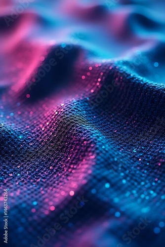 A close-up of biometric scan patterns in iridescent purple and teal