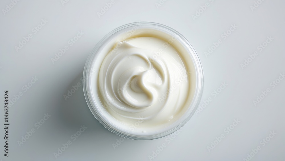 Closeup of creamy sour sauce and mayonnaise in a transparent dish Closeup of creamy sour sauce and mayonnaise in a transparent dish
