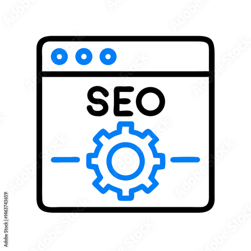 Webpage with Gear Icon Representing SEO Settings and Optimization Configuration
