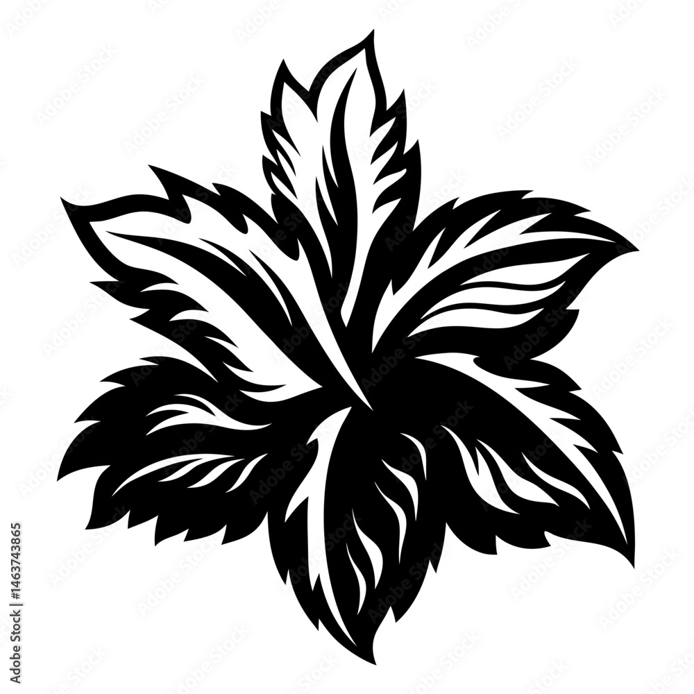 Obraz premium Striking black and white floral design featuring a stylized leaf arrangement