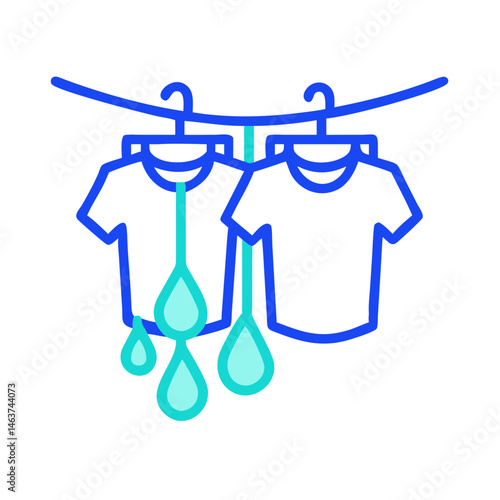 Wet Laundry Hanging Icon Representing Drying Clothes and Household Chores