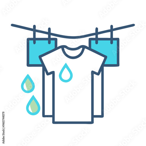 Wet Laundry Hanging Icon Representing Drying Clothes and Household Chores