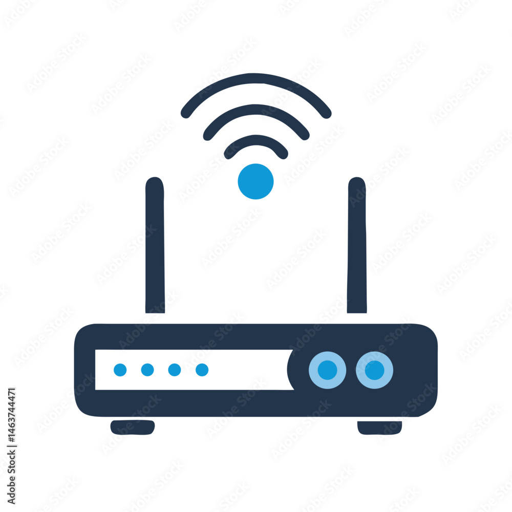 Wireless Router Device Icon Representing Internet Signal and Network Connectivity Wireless Router Device Icon Representing Internet Signal and Network Connectivity