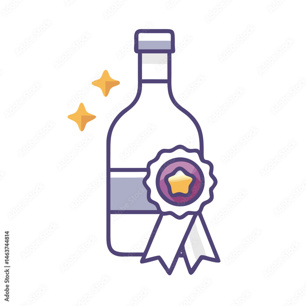 Awarded Wine Bottle Icon Representing Premium Wine Recognition and Quality Distinction Awarded Wine Bottle Icon Representing Premium Wine Recognition and Quality Distinction