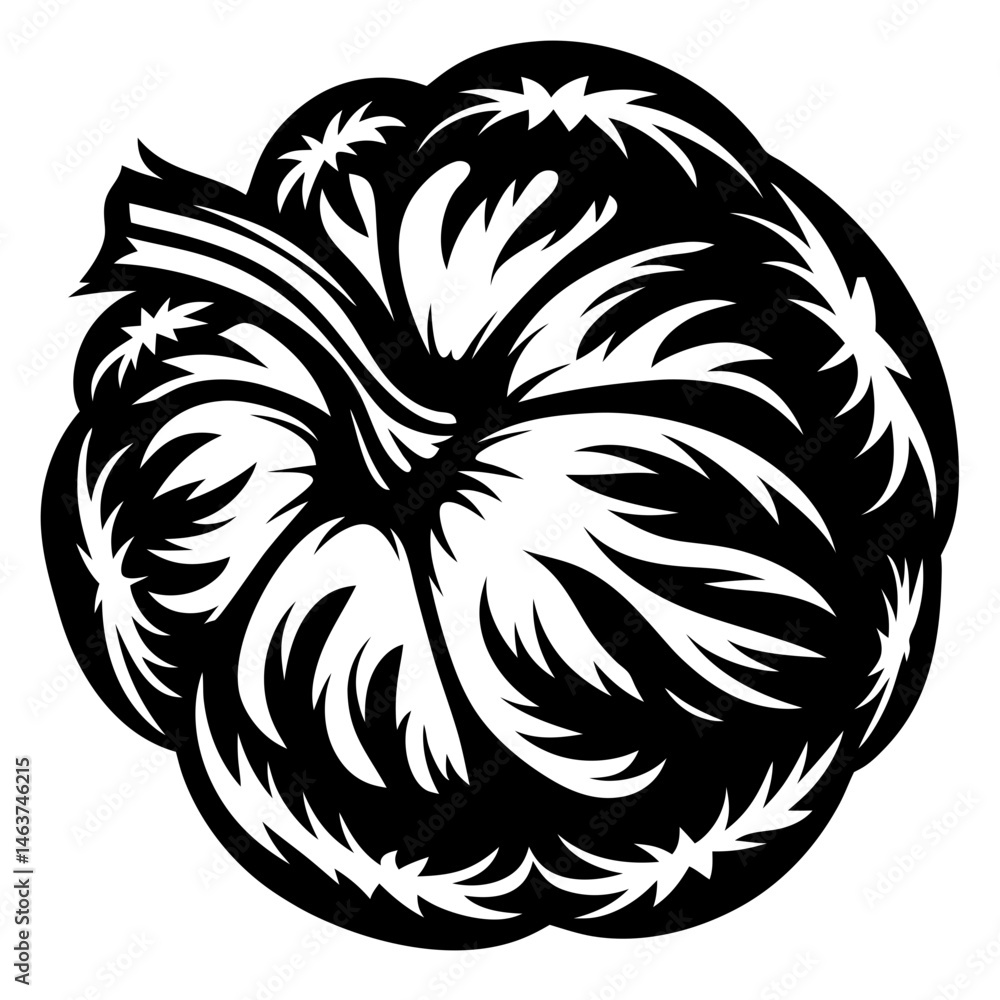 Stylized abstract image of a black and white pumpkin vector art Stylized abstract image of a black and white pumpkin vector art
