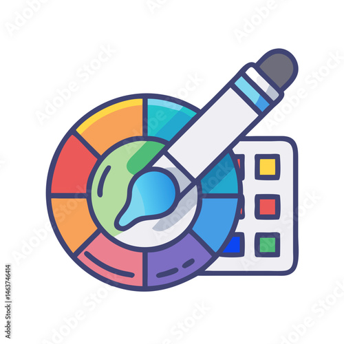 Colour Picker Tool on Palette Icon Representing Color Selection and Digital Design