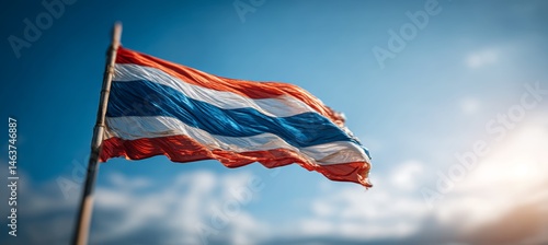 Obraz na płótnie Thailand waving flag. Country independence day concept. Generative AI technology.
w salonie