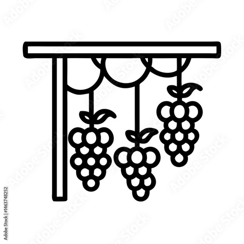 Grapes Hanging on Vine Trellis Icon Representing Grape Farming and Vineyard Growth