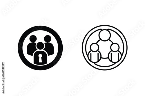 Iconographic representations of secure group communication and social network connectivity